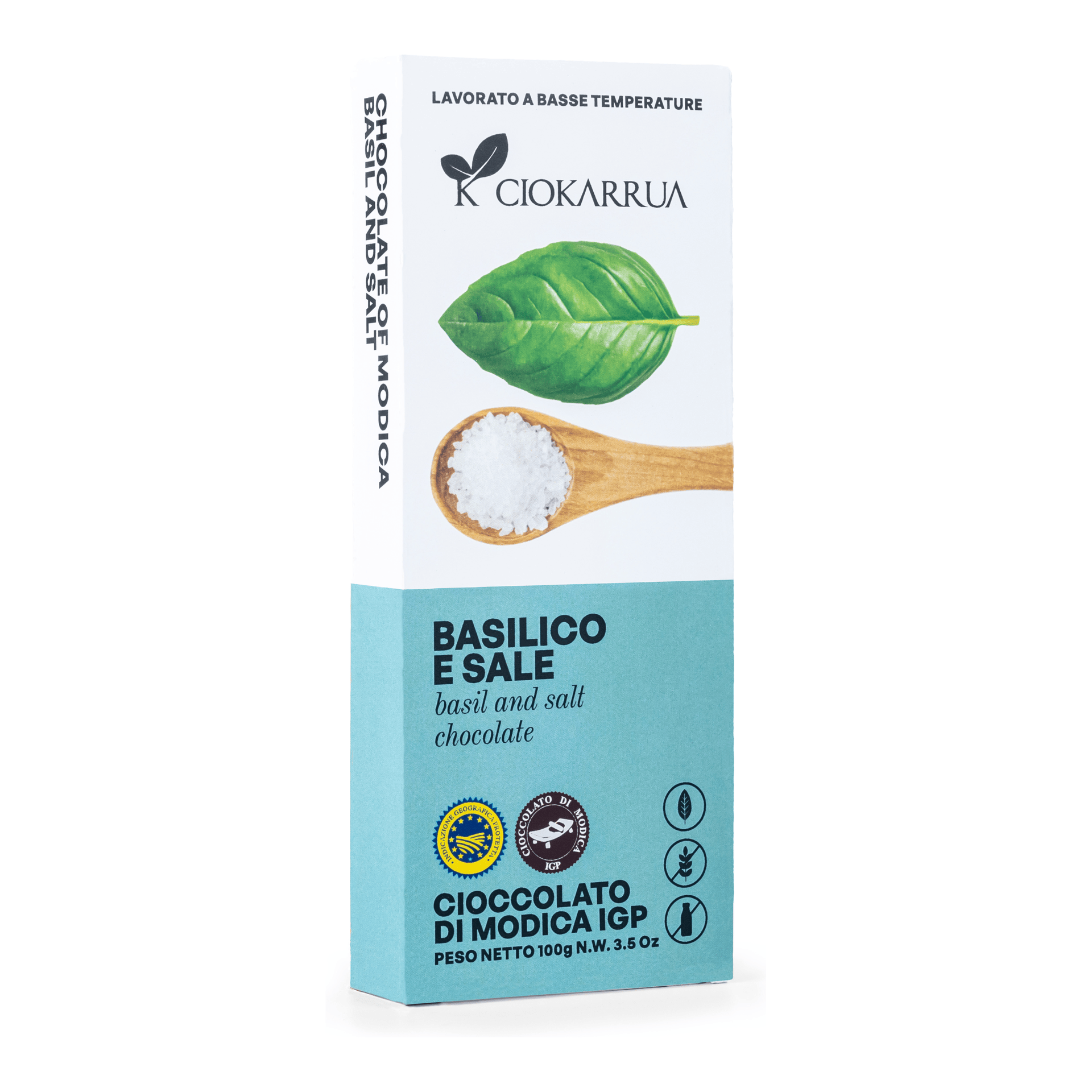 Cioccolato di Modica IGP Basilico e Sale 100g — pack-shot frontale