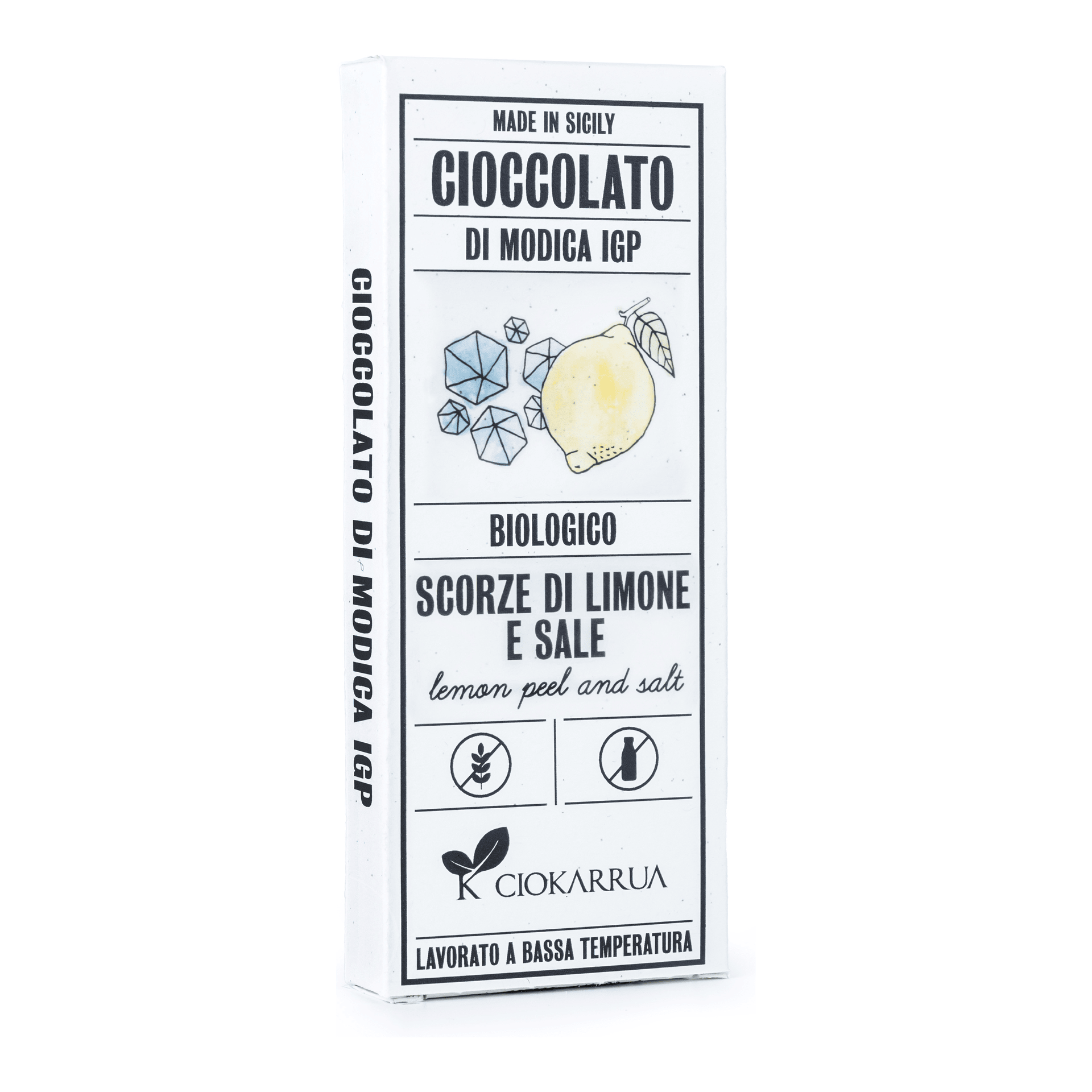 Cioccolato di Modica IGP Bio Scorze di Limone e Sale 68g — pack-shot frontale