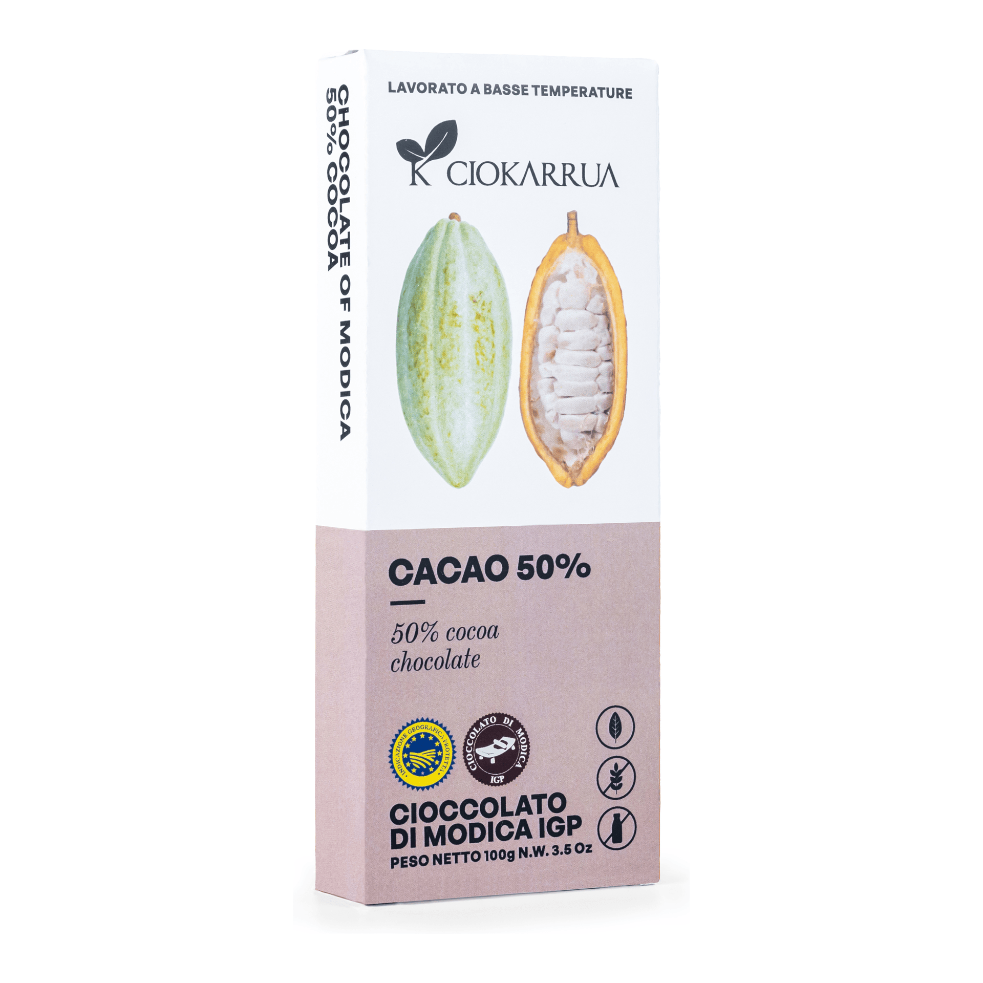Cioccolato di Modica IGP Cacao 50% 100g — pack-shot frontale
