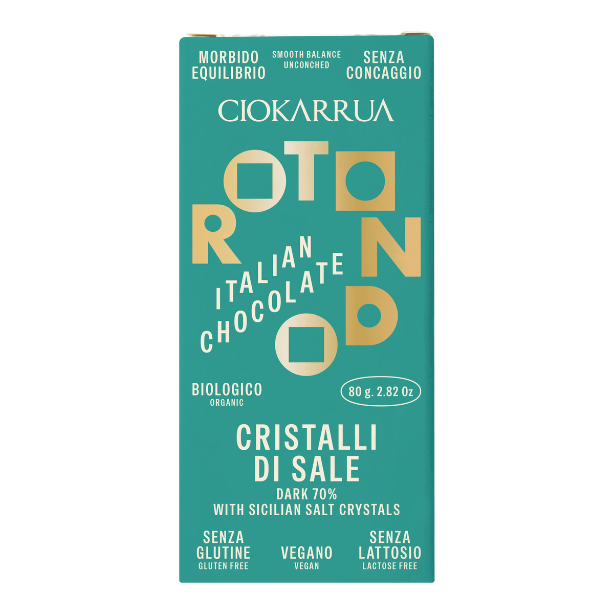 Rotondo - Cioccolato all'Italiana con Cristalli di Sale di Sicilia - 80g — pack-shot frontale