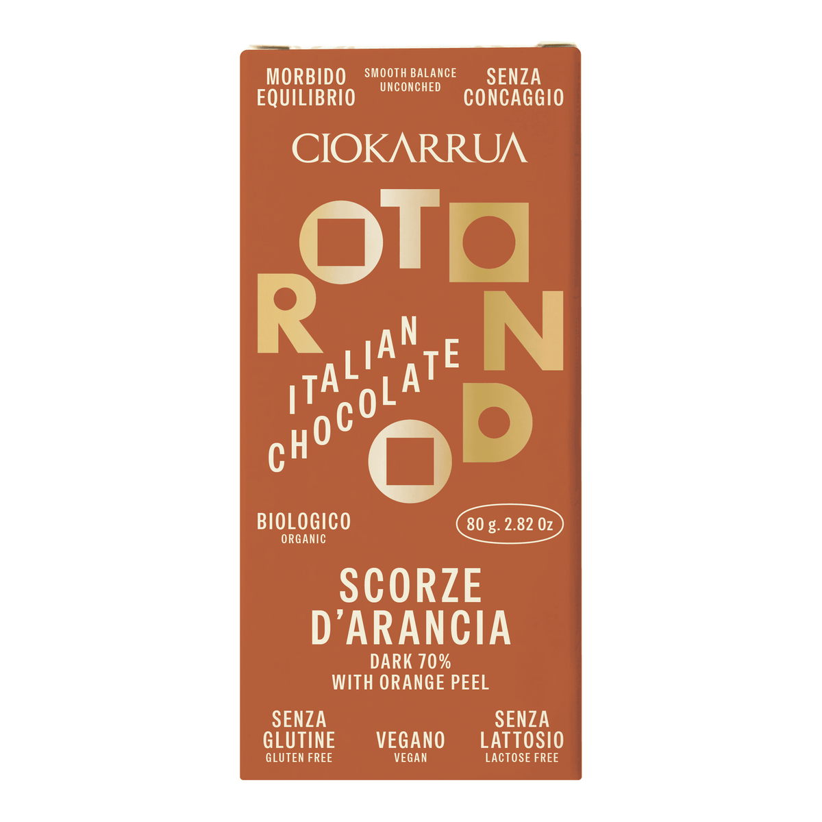 Rotondo - Cioccolato all'Italiana con Scorza di Arancia - 80g — pack-shot frontale